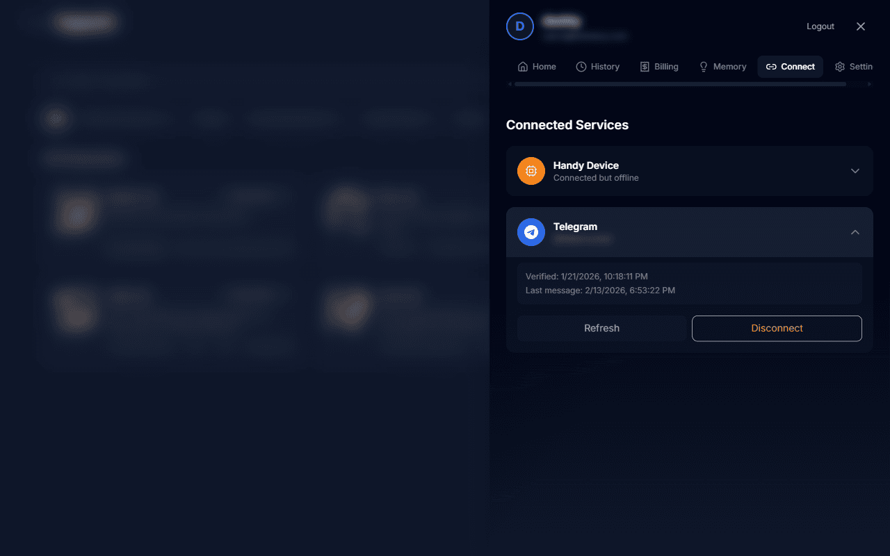 Telegram connection